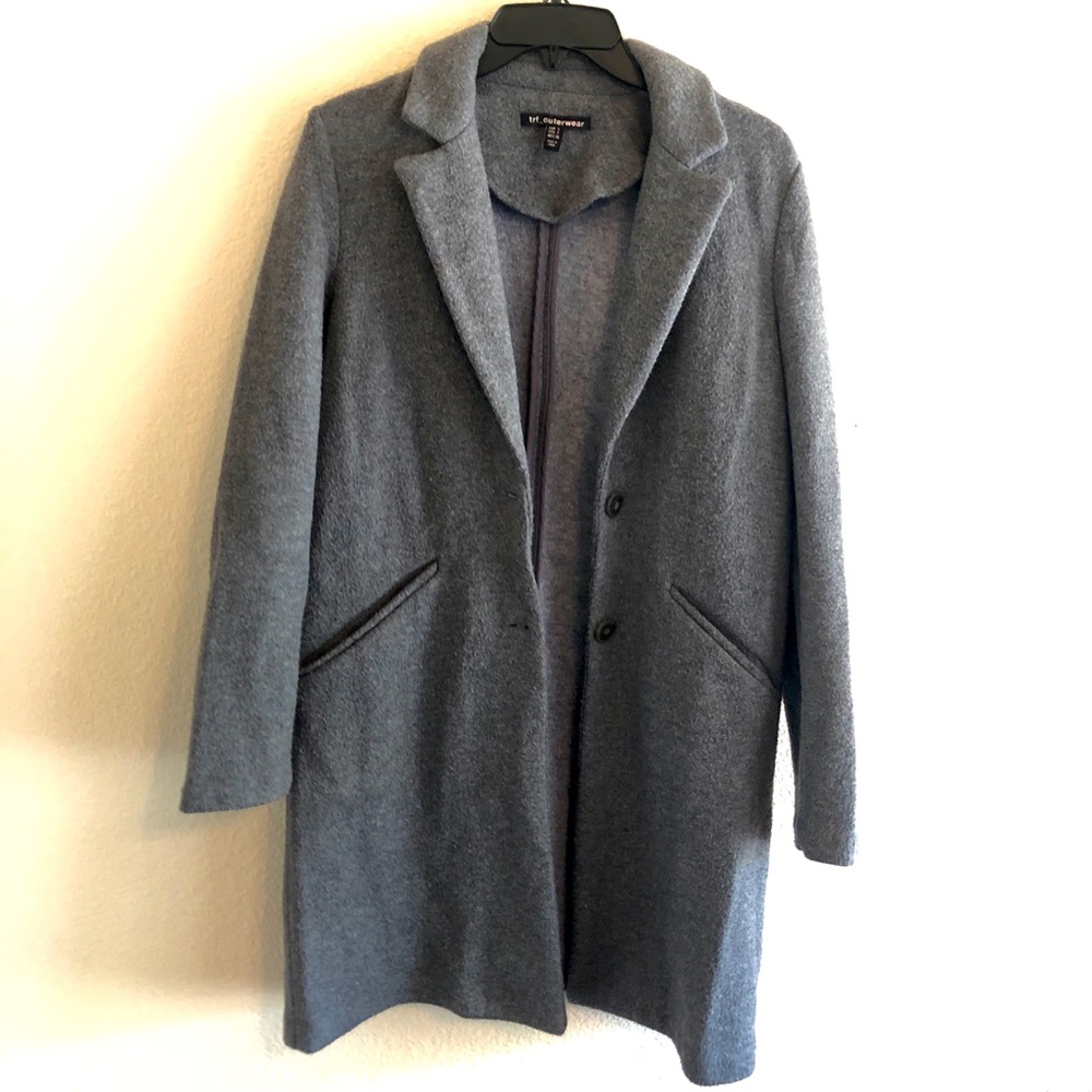 Zara grey long button up boyfriend coat